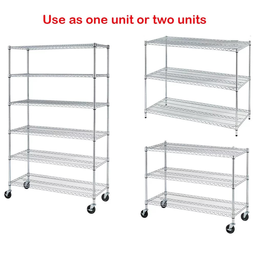 Black 6-Tier Adjustable Wire Shelving Unit 6000 LBS Capacity C7137