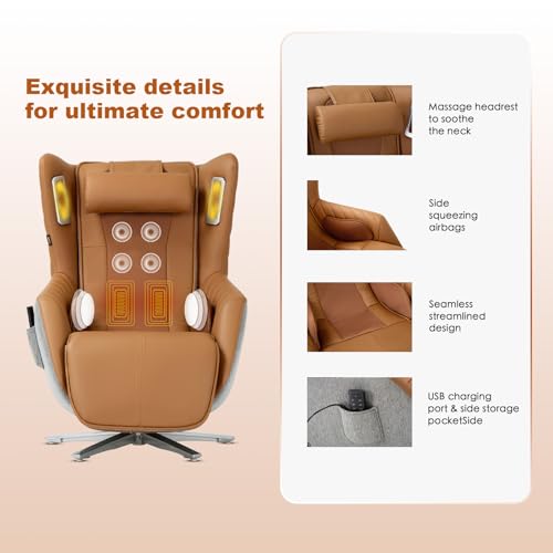 Zero-Gravity Massage Chair 360° Swivel Heat White H2453