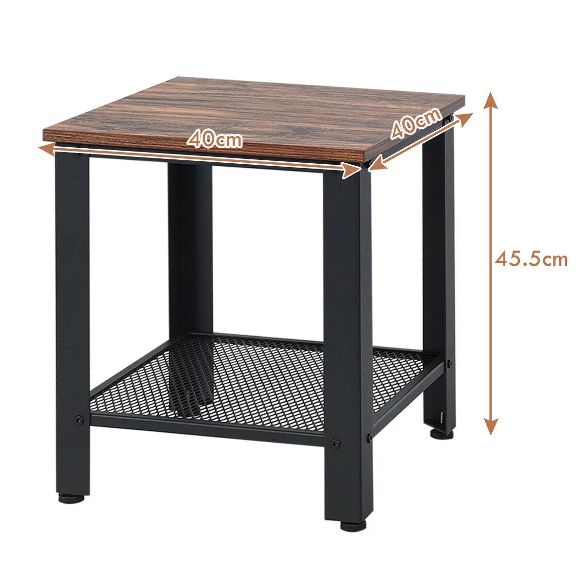 Set of 2 Black 2 Tier Side Table with Storage Shelf K49566
