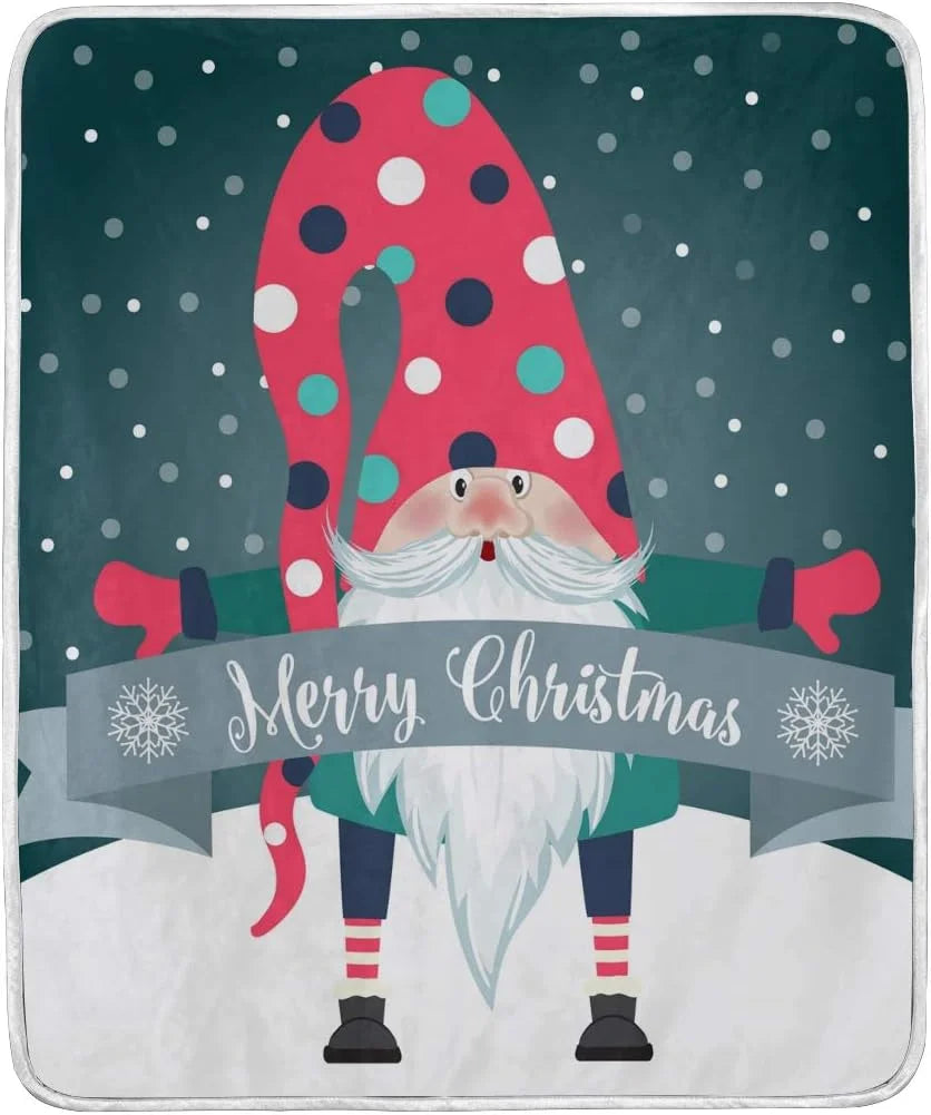 Merry Christmas Gnome Throw Blanket 50 x 60 Inches Microfiber M8897