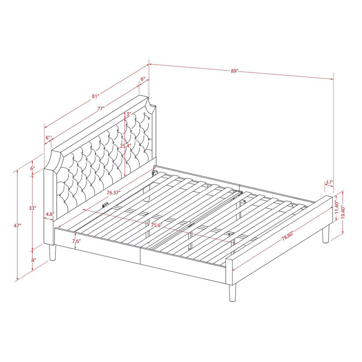 2 Pieces Wood King Bedroom Set J2150