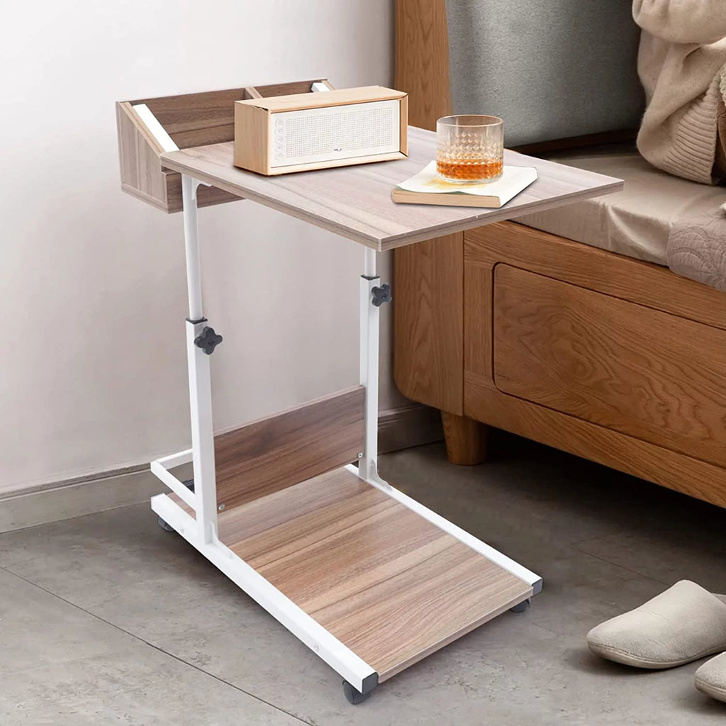 C-Shaped Height Adjustable Table with Rolling Wheels Q502995