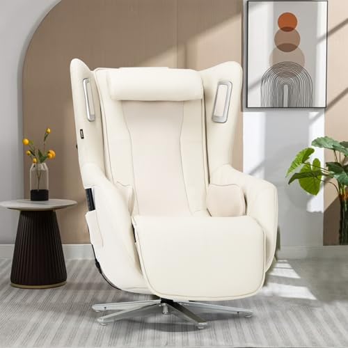 Zero-Gravity Massage Chair 360° Swivel Heat White H2453