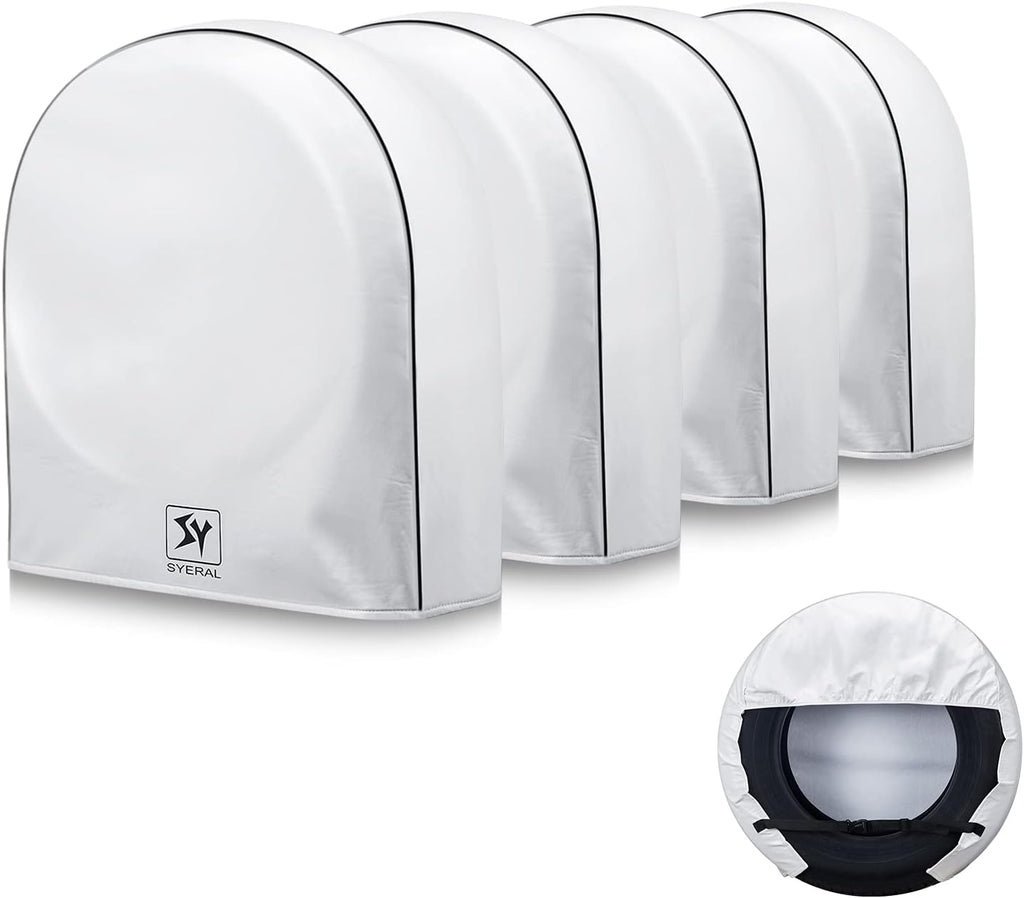 White Vinyl Waterproof RV Dual Wheel Tire Covers Set of 2 G5489