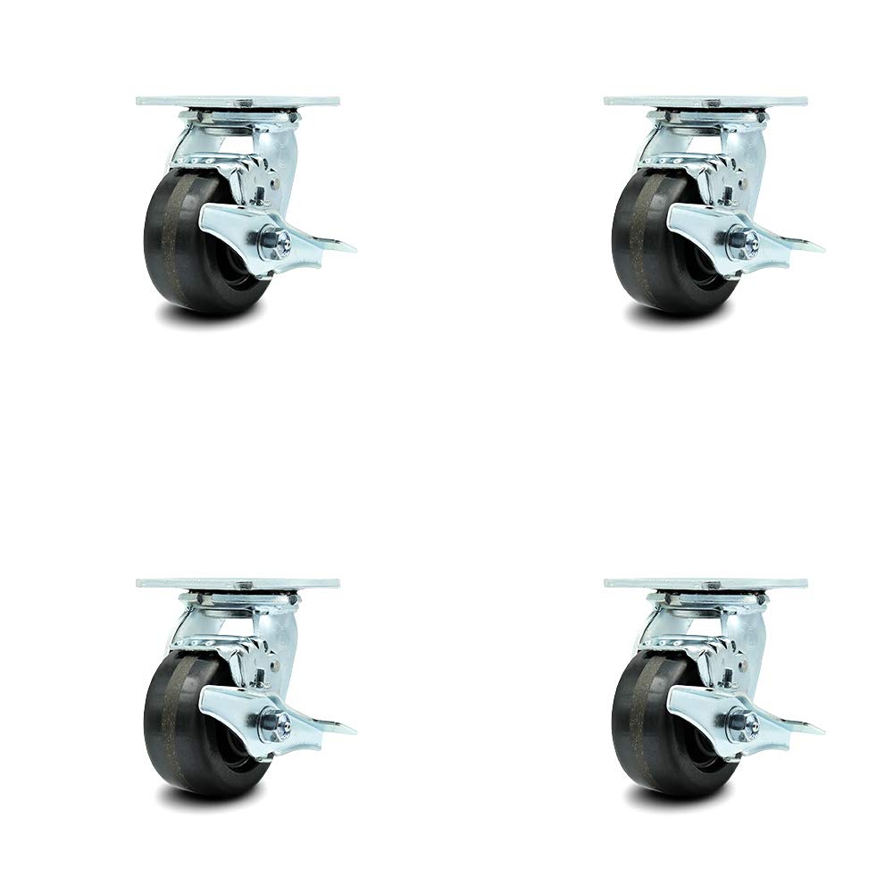 Set of 4 Heavy Duty Replacement Casters with Brakes D268