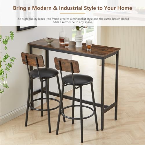 Brown 3 Piece Bar Table and Stools Set of 2 H990