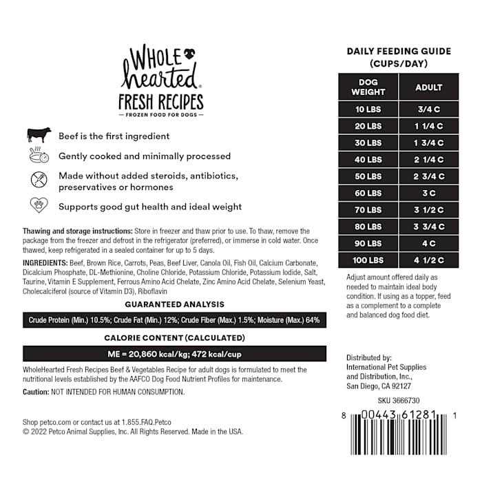 Frozen Beef Recipe Dog Food L3602