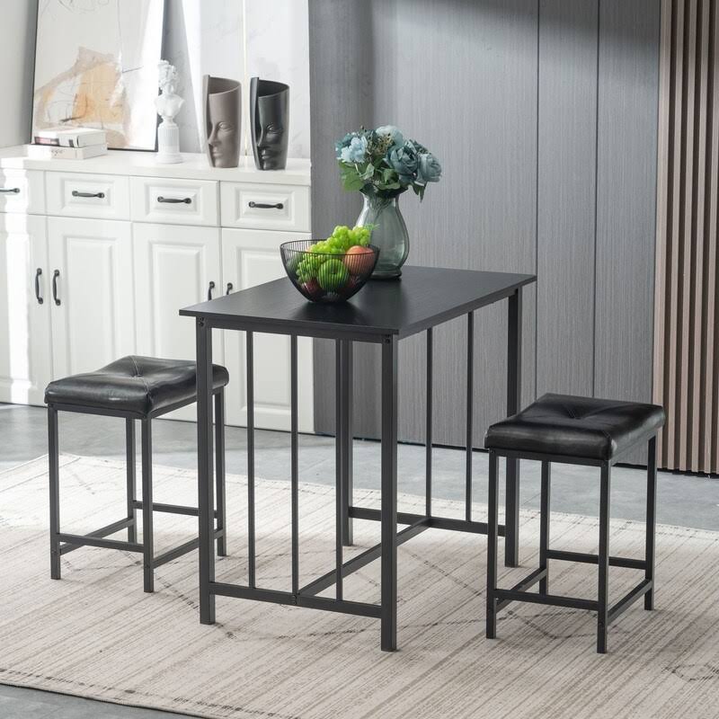 Rectangle Dining Set Black (Set of 3) V61806