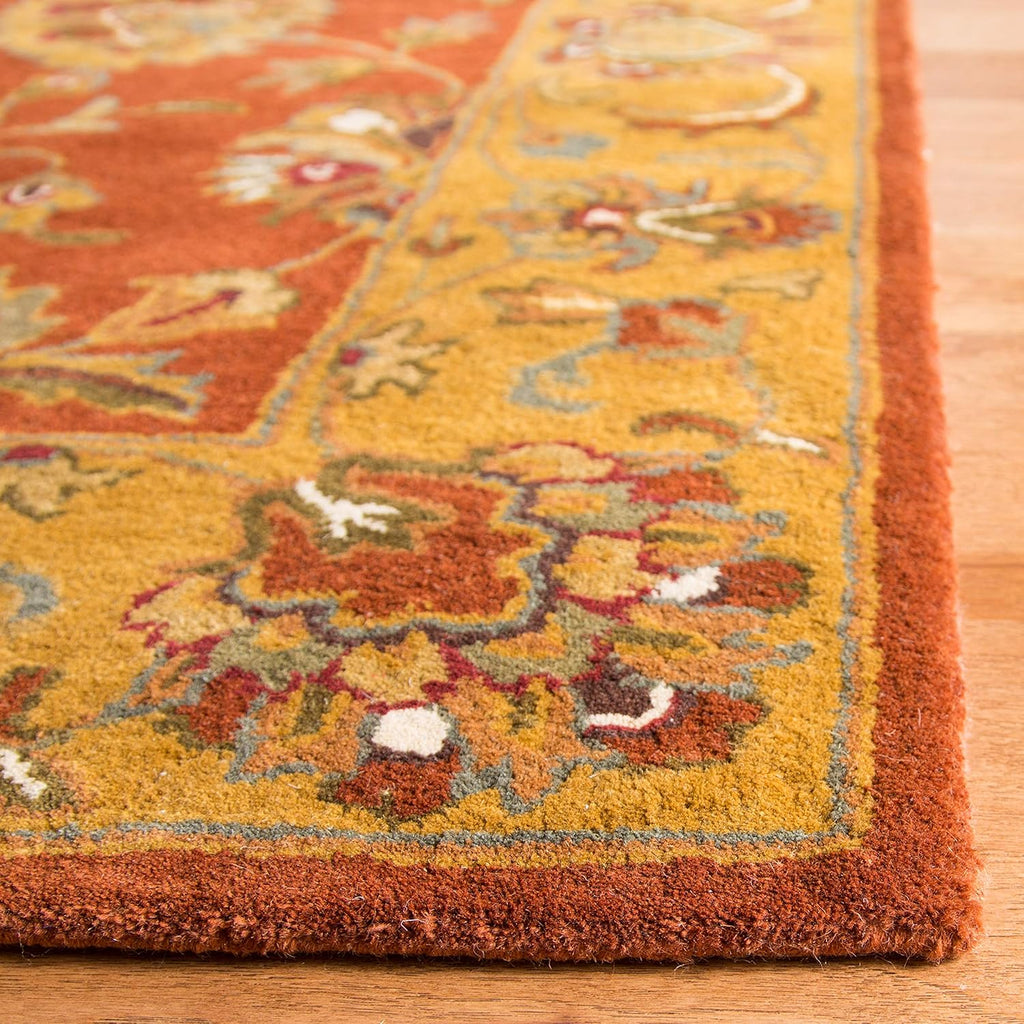 6' Square Red Natural Wool Area Rug O8768