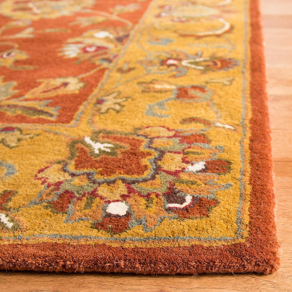 6' Square Red Natural Wool Area Rug O8768