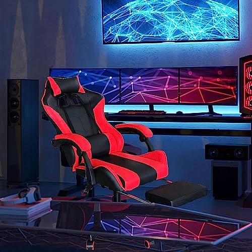 Red Ergonomic Gaming Chair with Footrest L96762