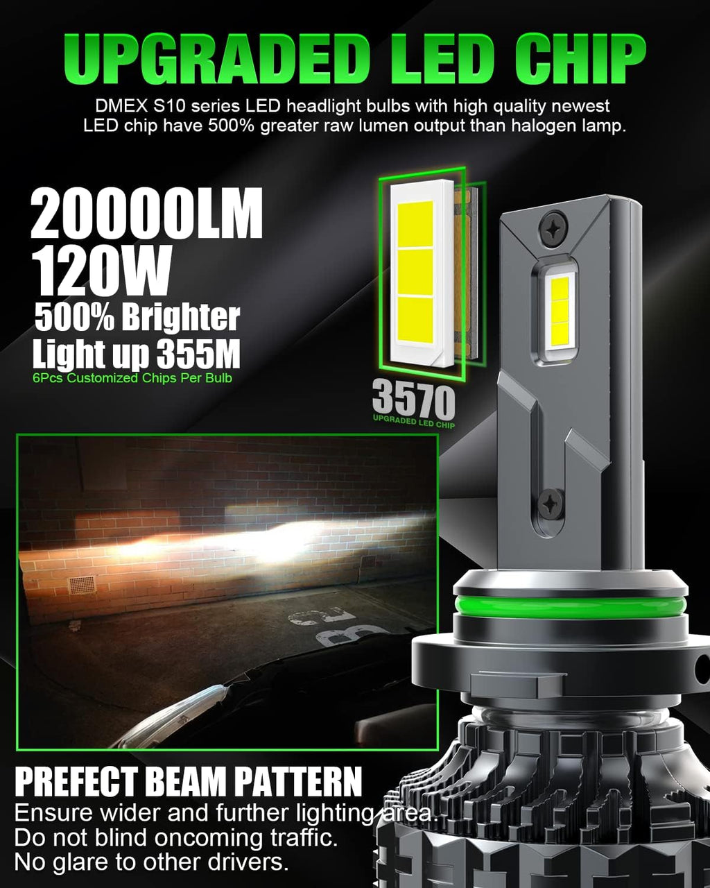 9006/HB4 LED Headlight Bulbs 6000K Cool White Conversion Kit Pack of 2 R90400