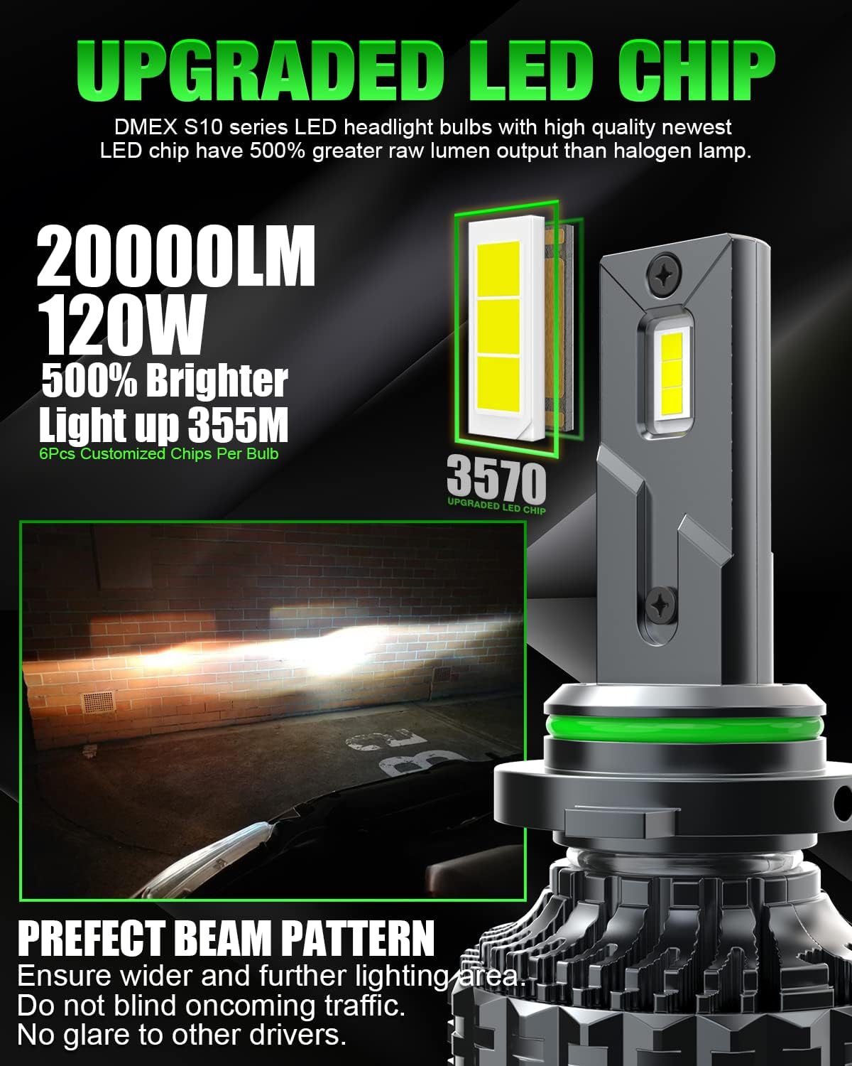 9006/HB4 LED Headlight Bulbs 6000K Cool White Conversion Kit Pack of 2 R90400