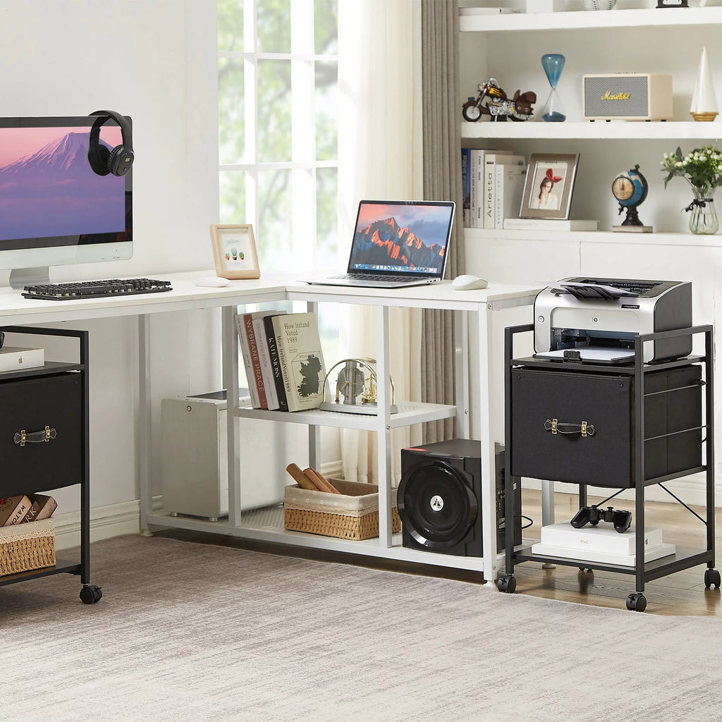 Set of 2 Black Rolling File Cabinet with 1 Drawer and Shelf A32185