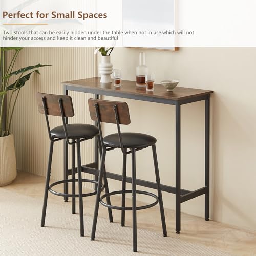 Brown 3 Piece Bar Table and Stools Set of 2 H990