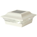 White Aluminum Solar Powered Fence Post Cap 4x4” Set of 2 Q68682