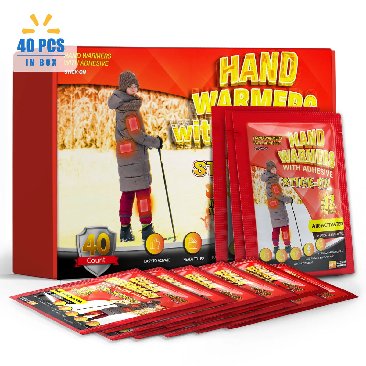 Body & Hand Warmers with Adhesive Backing, 40Pcs Disposable Warmers G207222