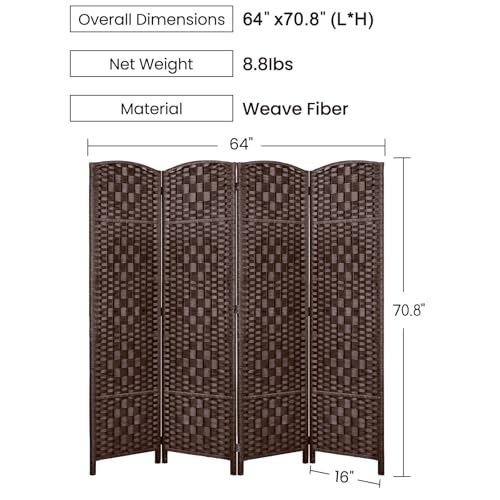 6 Panel Dark Coffee Folding Room Divider L1437