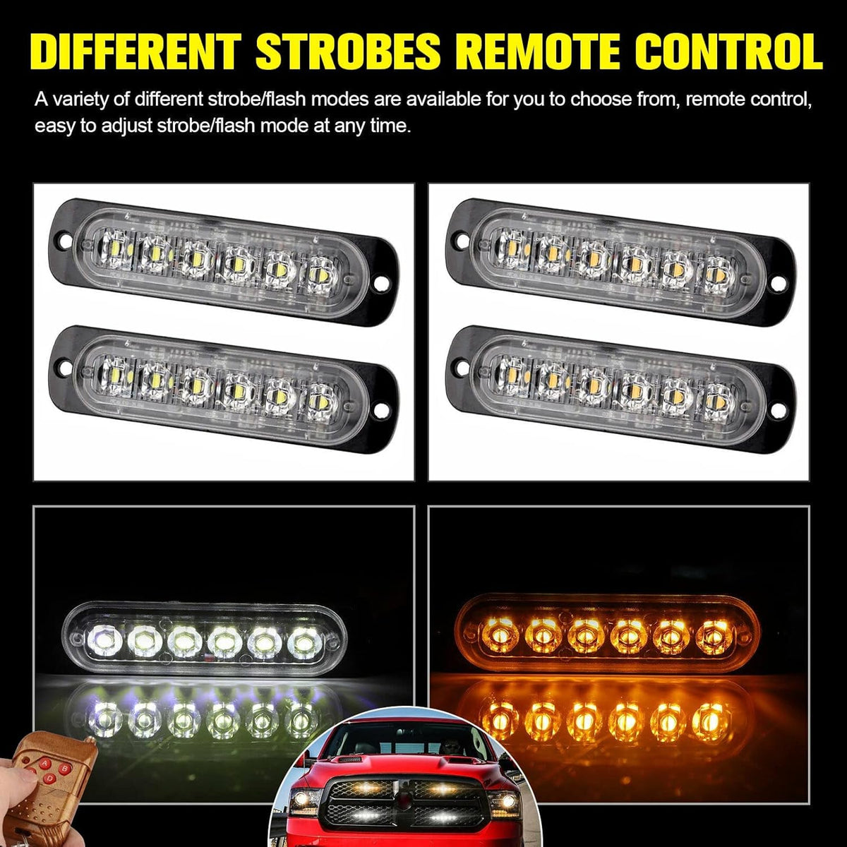 16Pcs Amber White LED Emergency Strobe Lights B175902
