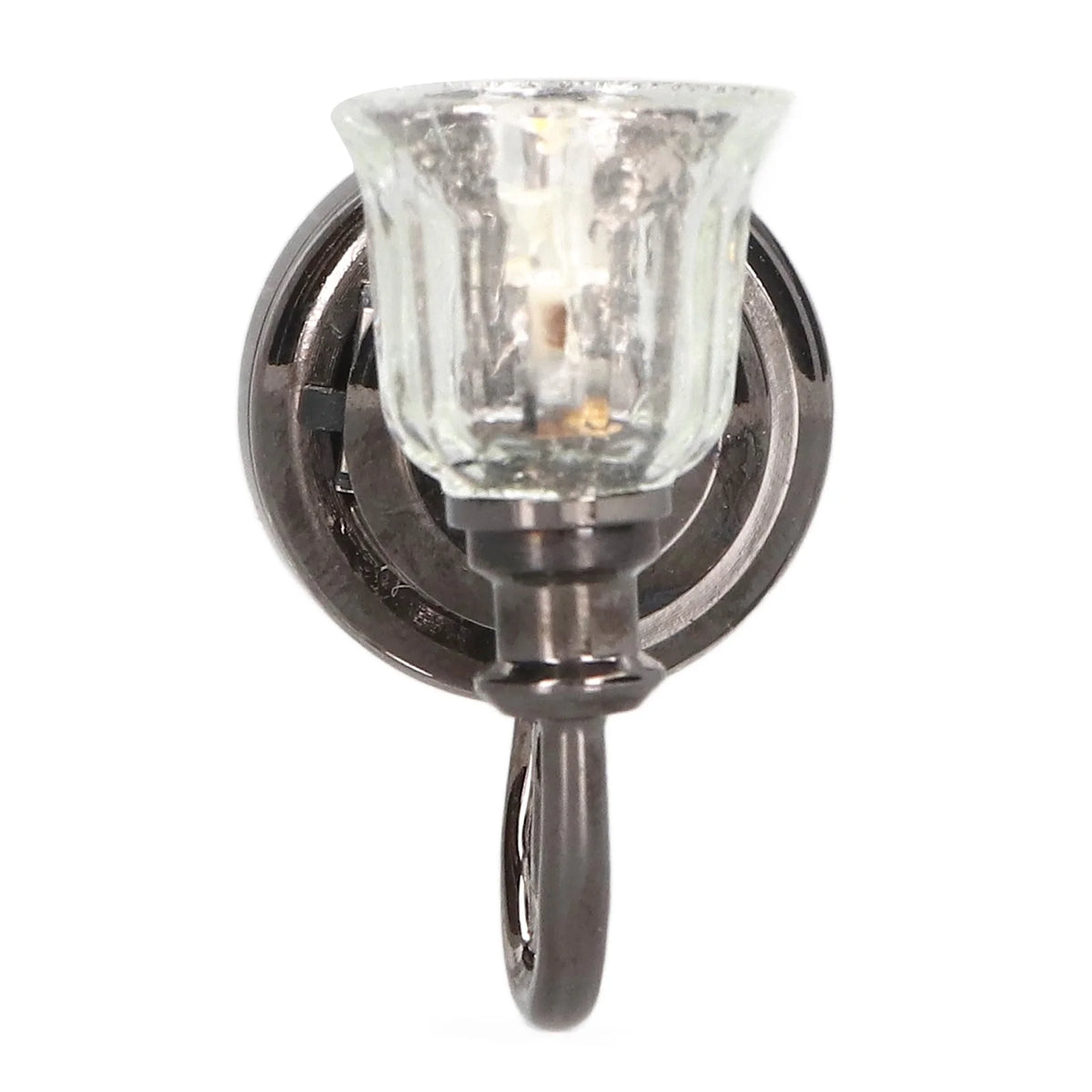 1:12 Dollhouse Wall Lamp LED Warm Lighting Metal Miniature Wall Sconce with Battery S60384