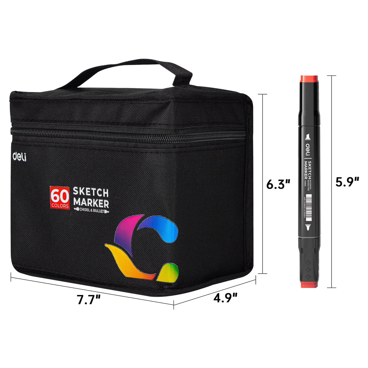 60 Colors Dual Tip Alcohol Markers with Storage Box M461