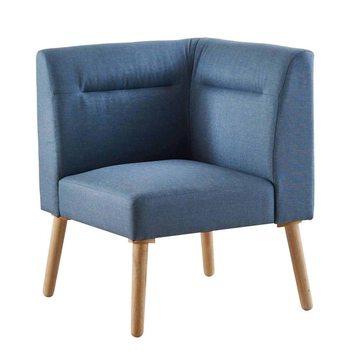 Blue/Natural Mid Century Wood Corner Sectional Sofa U235