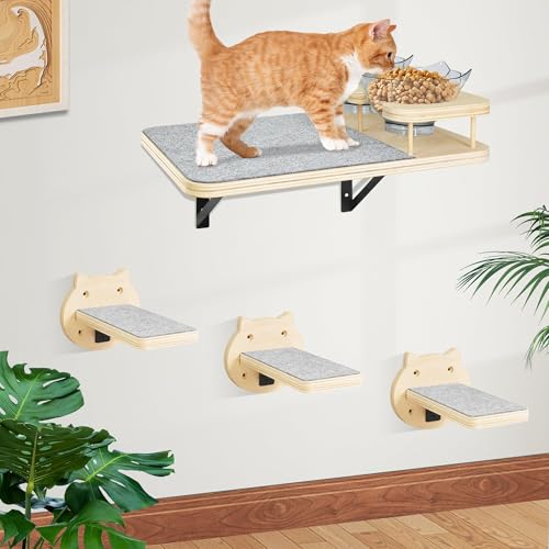 Cat Wall Shelves with 3 Steps & Scratch Post E4667
