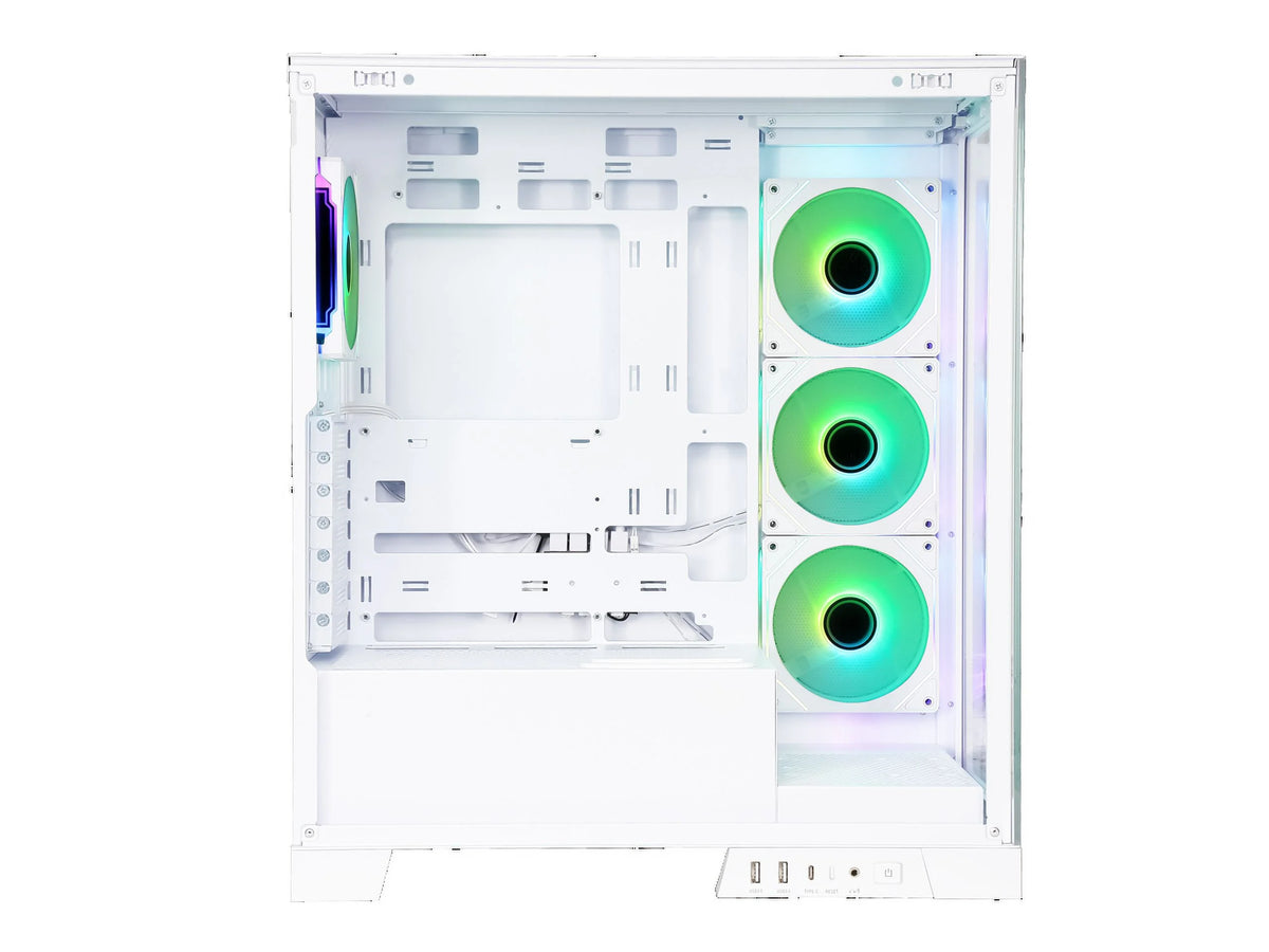 White Dual USB3.0 and Type C Tempered Glass ATX Mid Tower Computer Case with 4 x 120mm ARGB Fans Q28859