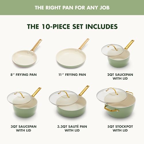 10 Piece Hard Anodized Ceramic Nonstick Cookware Set, Twilight Blue H76815