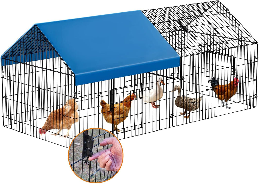 Metal Chicken Coop 86"×40"×39" with Cover Q22965