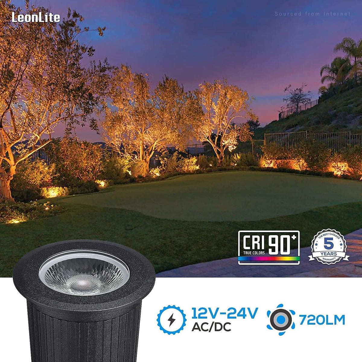 12-Pack 7W LED Well Light, Low Voltage Landscape Lights, IP67 Waterproof, 3000K Warm White, Black T151099