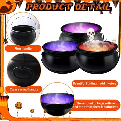 12" Large Black Witches Cauldron Diffuser with LED Light Mist Fogger X159