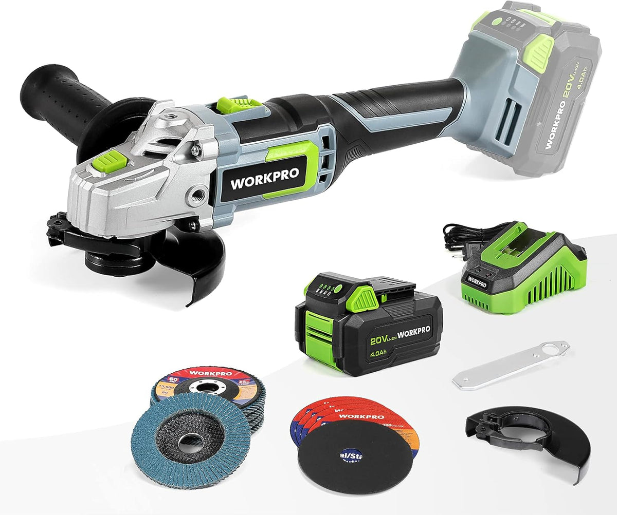 20V Cordless Angle Grinder Kit, 4-1/2 Inch, Lightweight, 4.0Ah Lithium-Ion Battery P6681