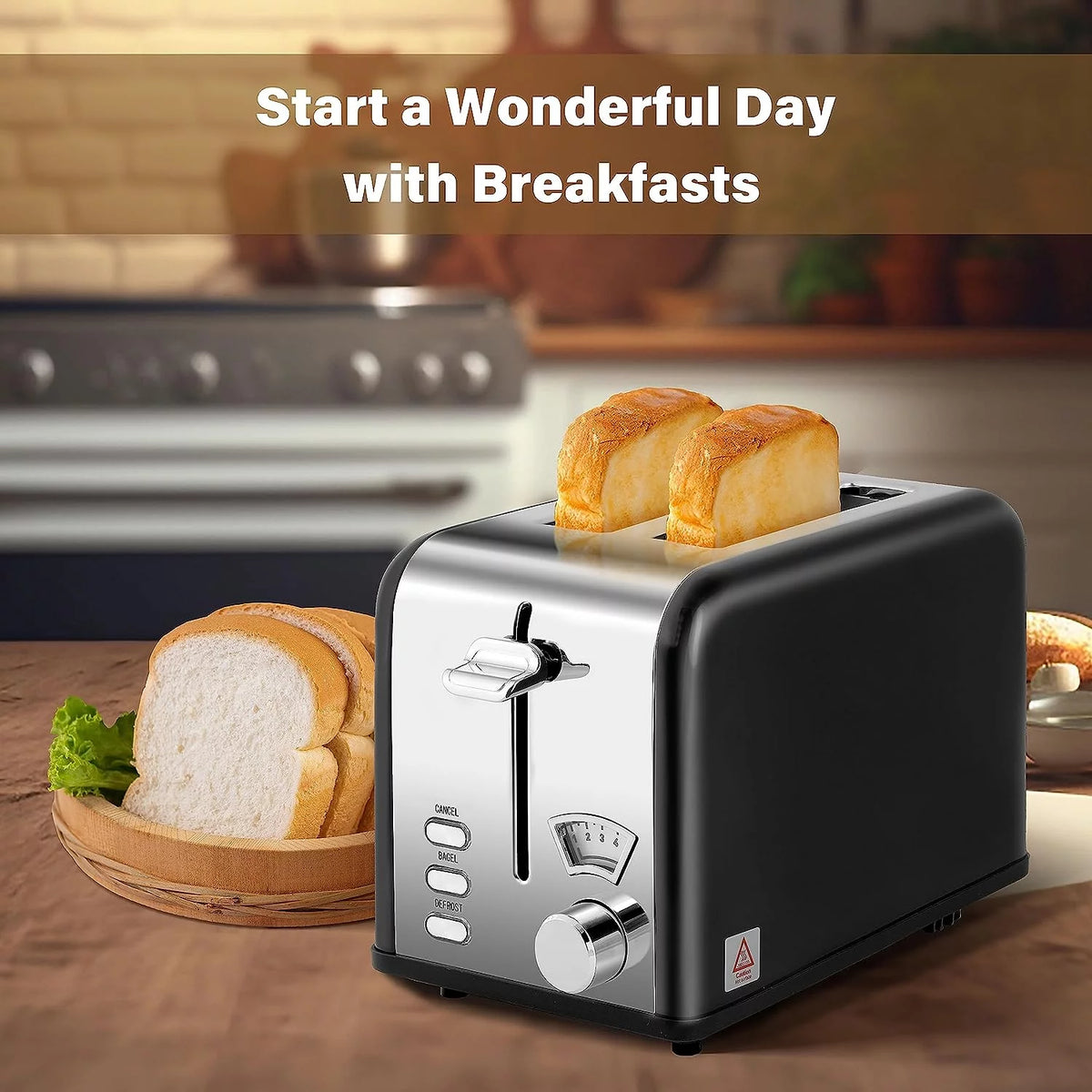 2-Slice Toaster with 1.5 inch Wide Slot, Black Q81545