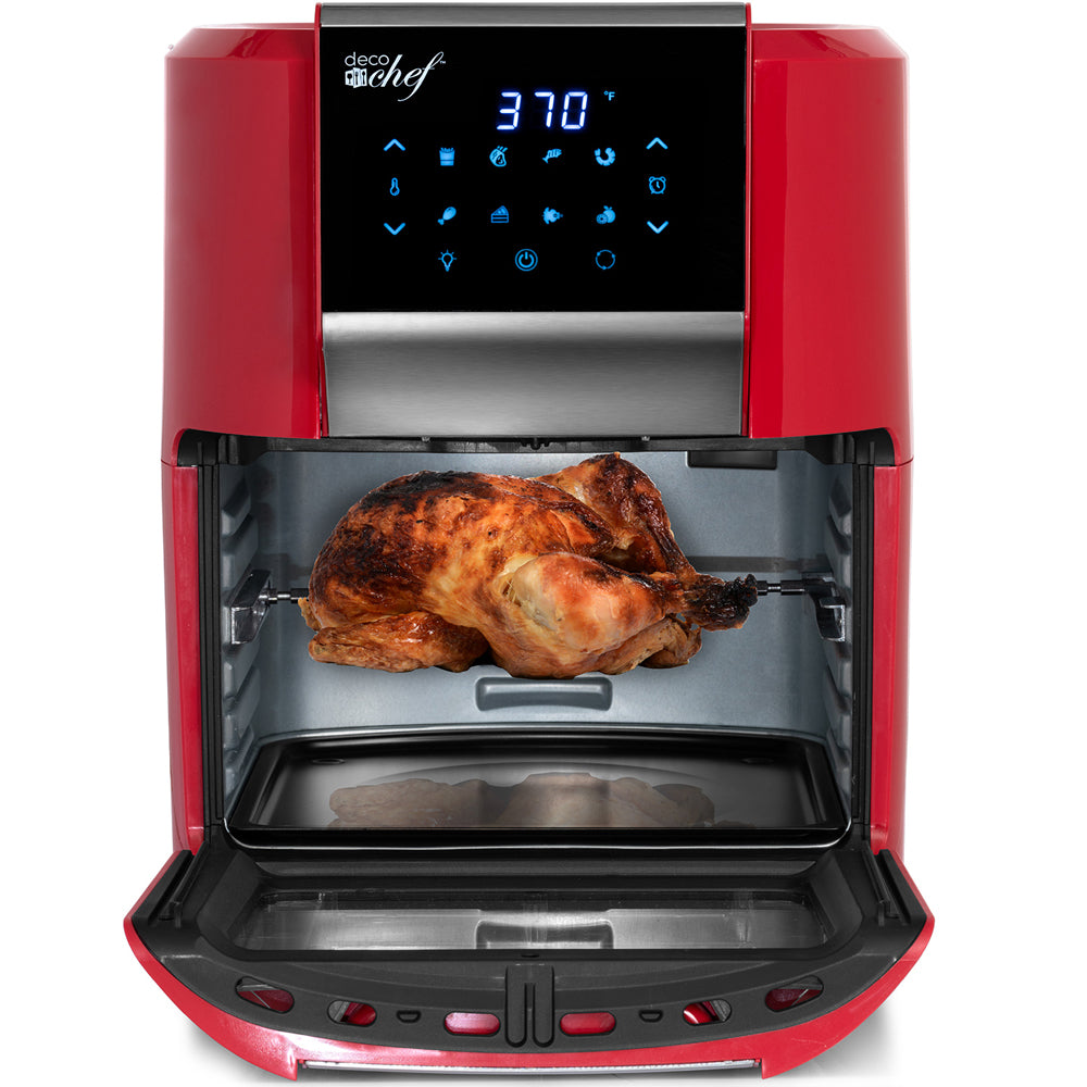 12.7QT Digital Air Fryer Oven with 3 Racks Rotisserie Red A2910