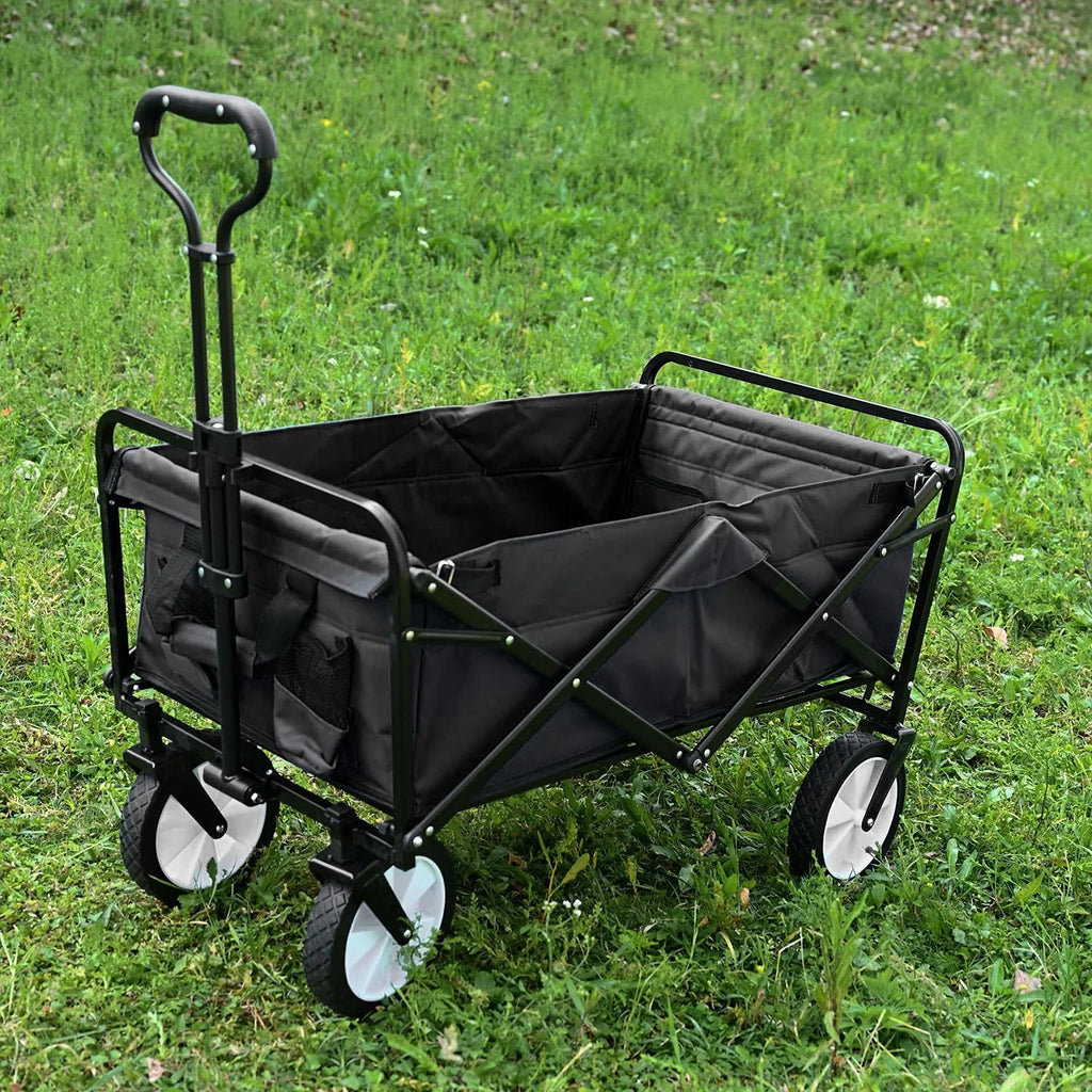 Collapsible Folding Wagon Cart with All-Terrain Wheels Black V725