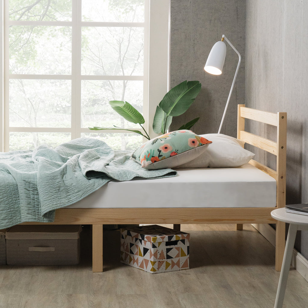 King Wood Platform Bed Frame with Headboard X706172