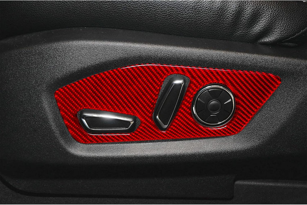 Carbon Fiber Car Seat Adjustment Button Panel Cover Trim Sticker Red D7354