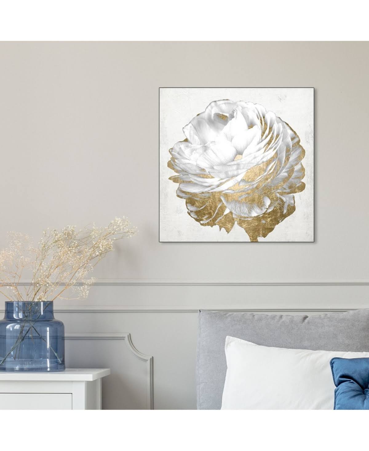 Gold and Light Floral Canvas Art G854181