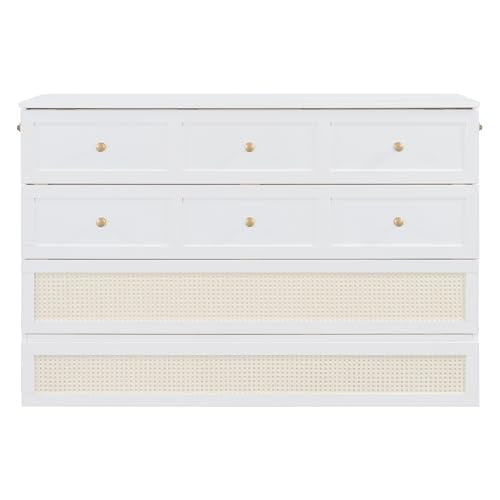 Queen Size Solid Pine Murphy Bed with Storage Drawer L6401