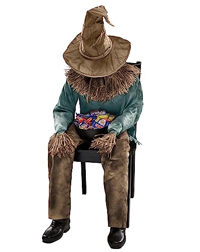 4.5 Ft Scary Sitting Scarecrow Animatronic T11372