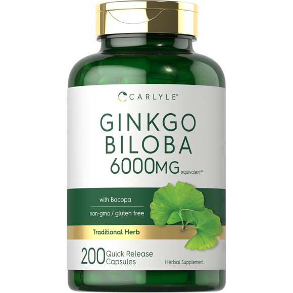 Ginkgo Biloba Capsules 6000mg 200 Count Supplement Y988