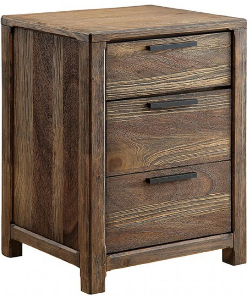 1pc Solid Wood Nightstand with Felt Lined Drawers W5869