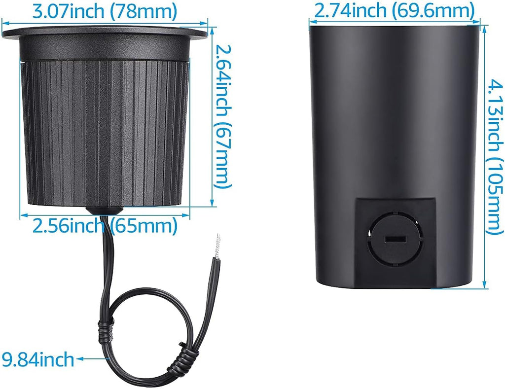 12-Pack 7W LED Well Light, Low Voltage Landscape Lights, IP67 Waterproof, 3000K Warm White, Black T151099