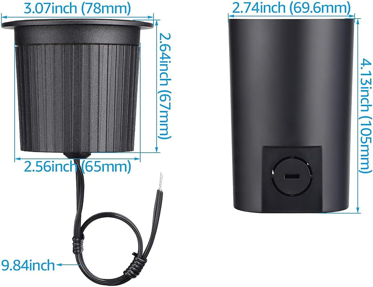 12-Pack 7W LED Well Light, Low Voltage Landscape Lights, IP67 Waterproof, 3000K Warm White, Black T151099
