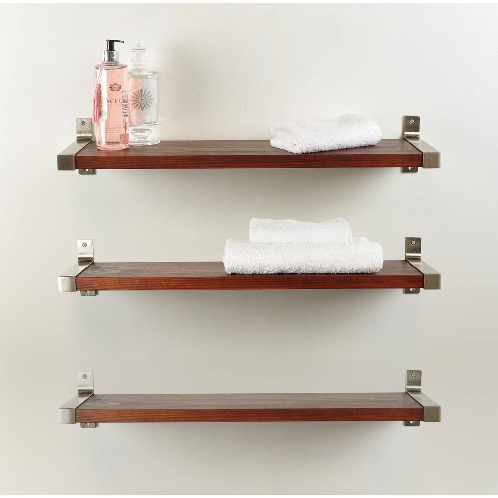 3-Piece White Washed Wood Wall Shelf Set F4972