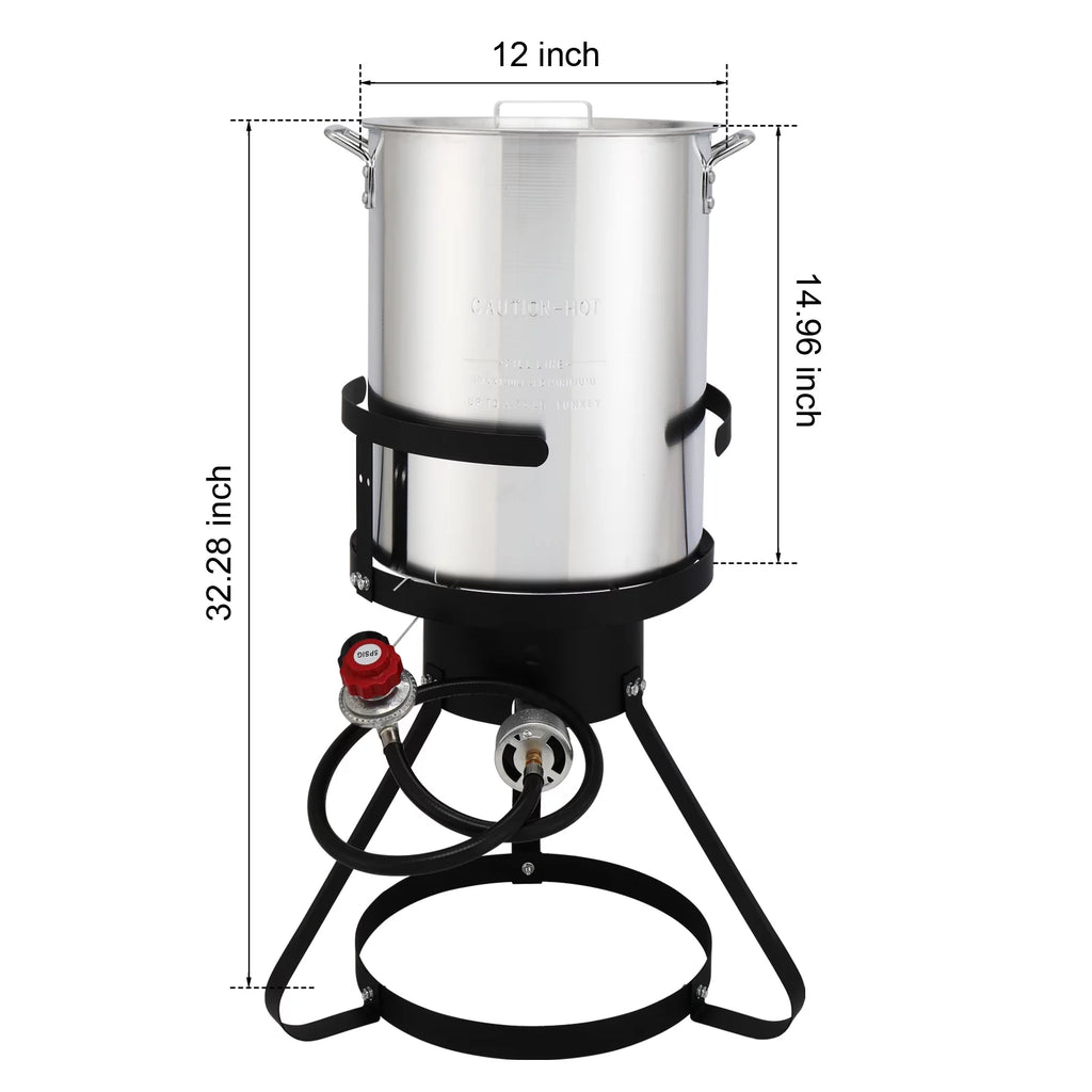 Black 4 Piece 30QT Turkey Pot 10qt Fish Pot Gas Fryer W9414