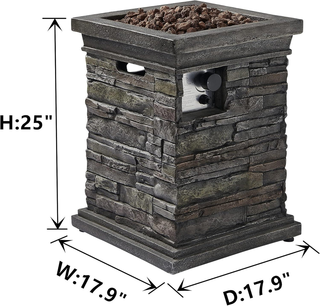 Square Propane Gas Fire Pit Table with Lava Rocks and PVC Cover T278