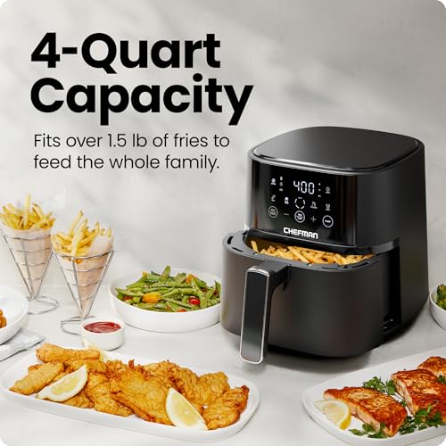 Black 4 QT Compact Air Fryer with Nonstick Dishwasher Safe Basket U69761