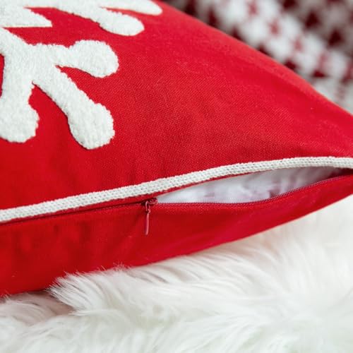 18x18 Soft Canvas Snowflake Embroidery Throw Pillow Covers with Invisible Zipper, 1 Pair, White N6957
